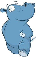 Illustration of a Cute Little Hippo Cartoon Character. 