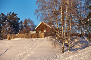 Russian village in winter