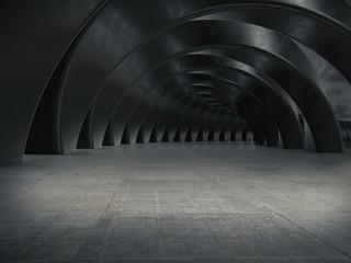 Abstract structure,Product showcase background,Long tunnel.3D rendering
