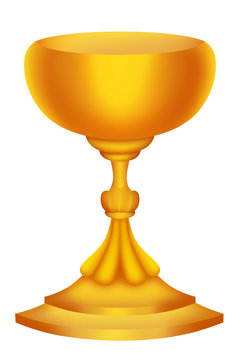 Bright gold ceremony religious cup isolated