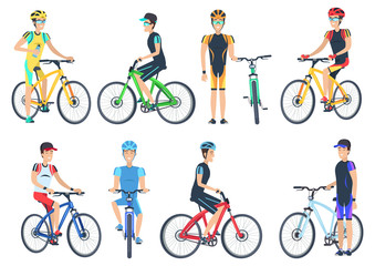 Bicyclist Riding on Bike, Standing Near Bicyclet