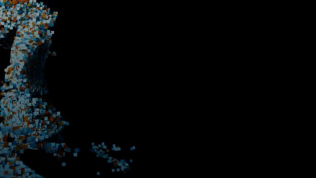 Abstract  particle vortex / tornado. Stylish, trendy and modern animation with copy space.