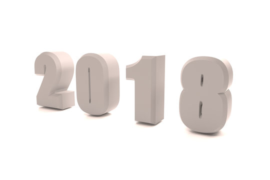 3D rendering of white numbers 2018