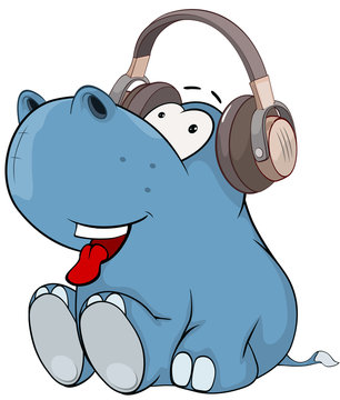 Illustration of a Cute Little Hippo Cartoon Character