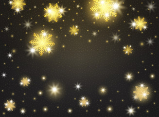 Golden snowflake Christmas festival picture background with light