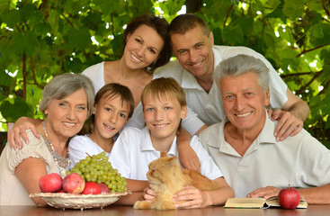 Happy family in summer park