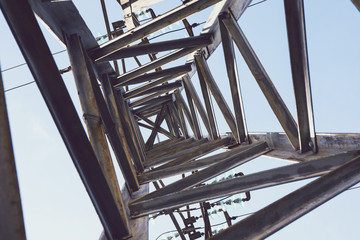Abstract View Under Big Electricity Pylon