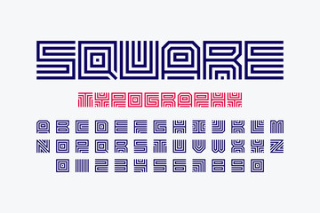 Square shape letters linear font