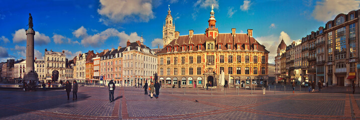 Grand Place de Lille, panorama & ambiance de crépuscule