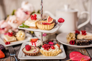 close up of colourful cake selection 