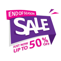 Sale banner discount purple and pink design