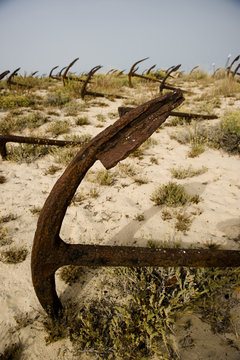 Anchor cemetary, Barril Beach, Tavira, Algarve, Portugal