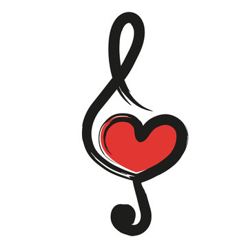 Musique Cœur Amour Cle De Sol Concept Symbole Pictogramme Stock Vector Adobe Stock