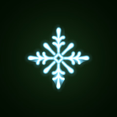 Christmas snowflake neon sign. Neon sign, bright signboard, light banner. Vector icons