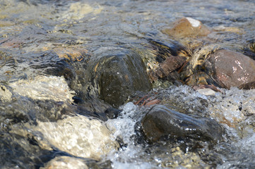 Water flowing over rocks