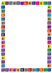 Colorful 3D alphabet random blocks frame in A4 Sheet