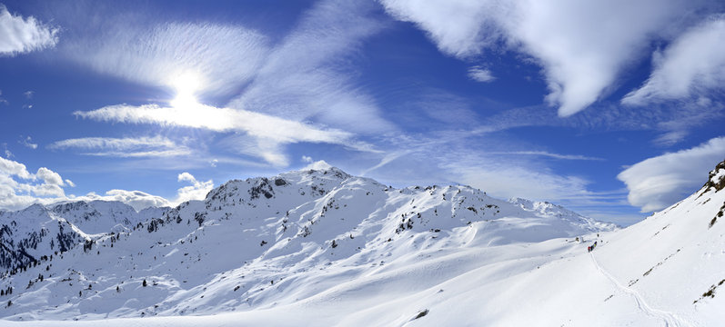 Snow covered mountains on sunny day, Tyrol, Austria