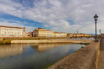 Fototapeta premium Florence. The city embankment along the Arno River.