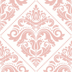 Damask classic pink pattern. Seamless abstract background with repeating elements. Orient background
