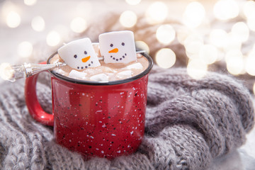 Hot chocolate with melted snowman