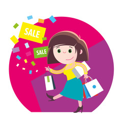 Vector Woman shopping sale box advertising discount banner