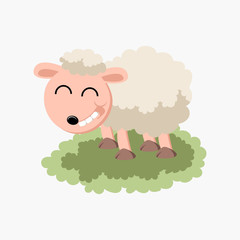 vector illustration of funny sheep with grass