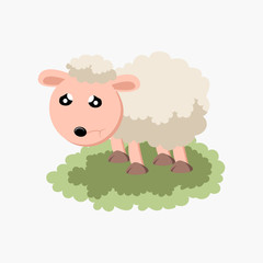 vector illustration of funny sheep with grass