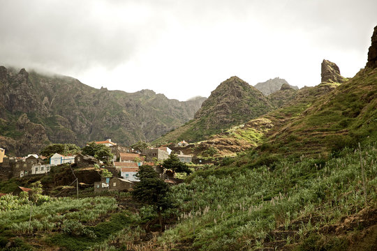 View to a mountain village, Praia, Santiago, Cape Verde