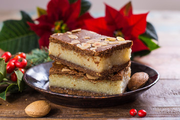 Almond stuffed Christmas cookies on Christmas decorated table