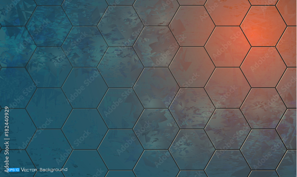 Wall mural abstract background with hexagon elements