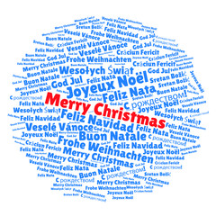 Round shaped cloud with typographic word collage of 