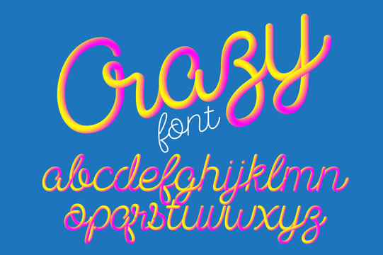 Crazy color 3D alphabet vector pipe font