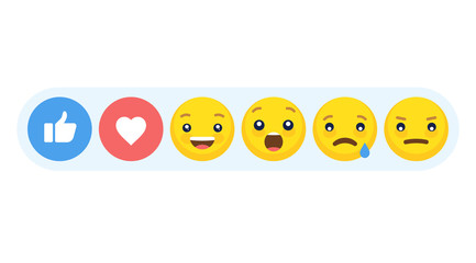 Abstract funny flat style emoji emoticon reactions color icon set.