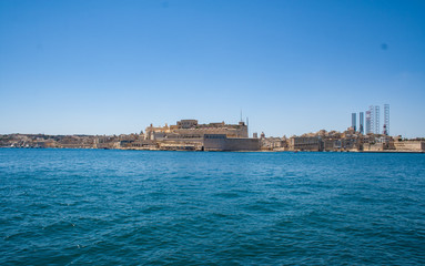 Fototapeta na wymiar View across Valletta Harbour in Malta
