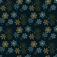 Vector Christmas and New Year seamless pattern with snowflakes.