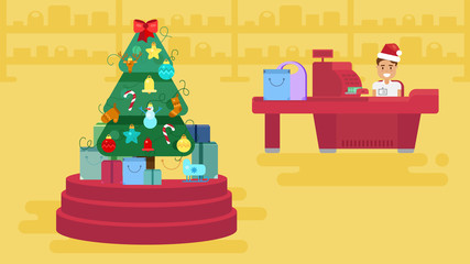 Merry Christmas And New Year In Shop