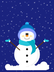 Cute snowman with hat and gloves