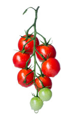Fresh cherry tomatoes isolated over white background