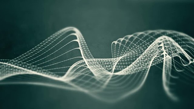 Abstract polygon wave flow with small particles in 4K UHD slow motion video loop.