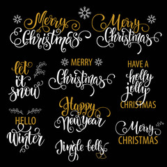 Christmas hand drawn lettering. Winter holidays. Vector Illustration EPS10.