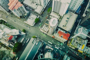 Schilderijen op glas Auckland buildings aerial view, New Zealand © daboost