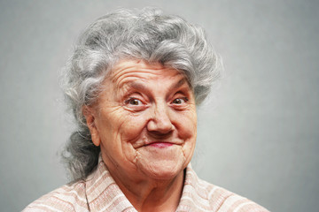 Emotional elderly woman face