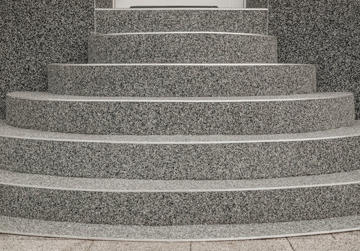 Steinteppich Treppe positive Kegeltreppe in grau mit Kieselbeschichtung - Stone carpet staircase positive conical staircase in grey with gravel coating 