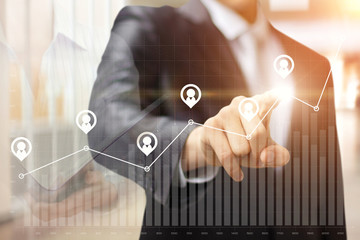 Businessman chooses choosing people icon.