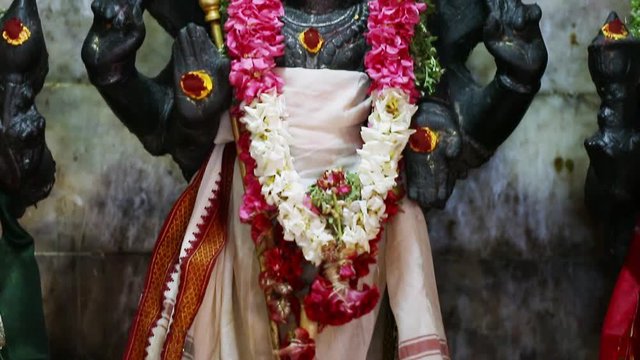  A Statue of Lord Murugan the Hindu goddess temple, South India, Tilt up