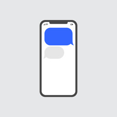 Abstract Vector Message Service Flat Bubbles Icons on smartphone screen illustration template