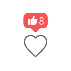 Abstract vector like thumbs up heart icon.