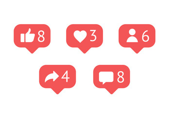 Flat design social network rating icons