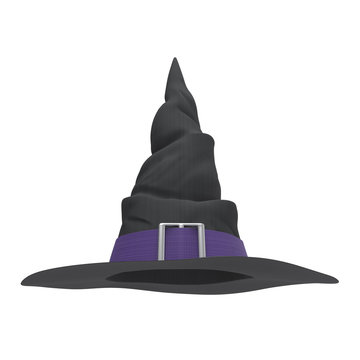Black witch hat with purple band