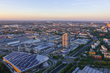 Look at Munich and the BMW Headquarters - obrazy, fototapety, plakaty